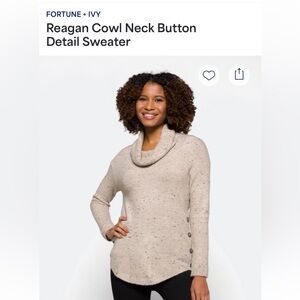 Stitch fix fortune & ivy Reagan cowl  neck button detail sweater